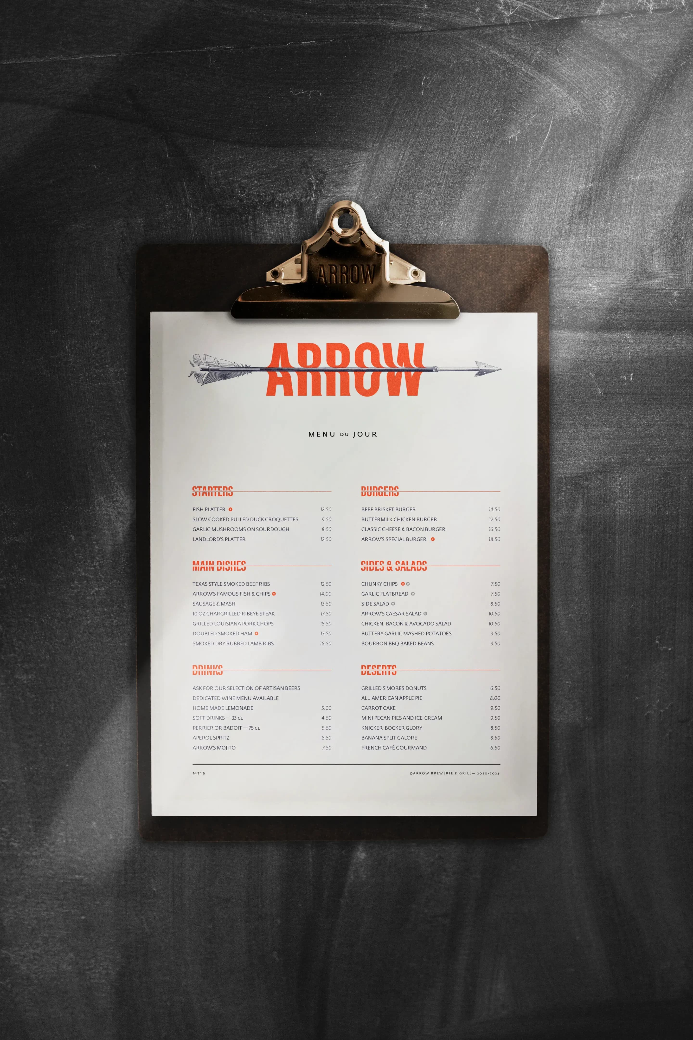 Arrow brewery and grill - Menu