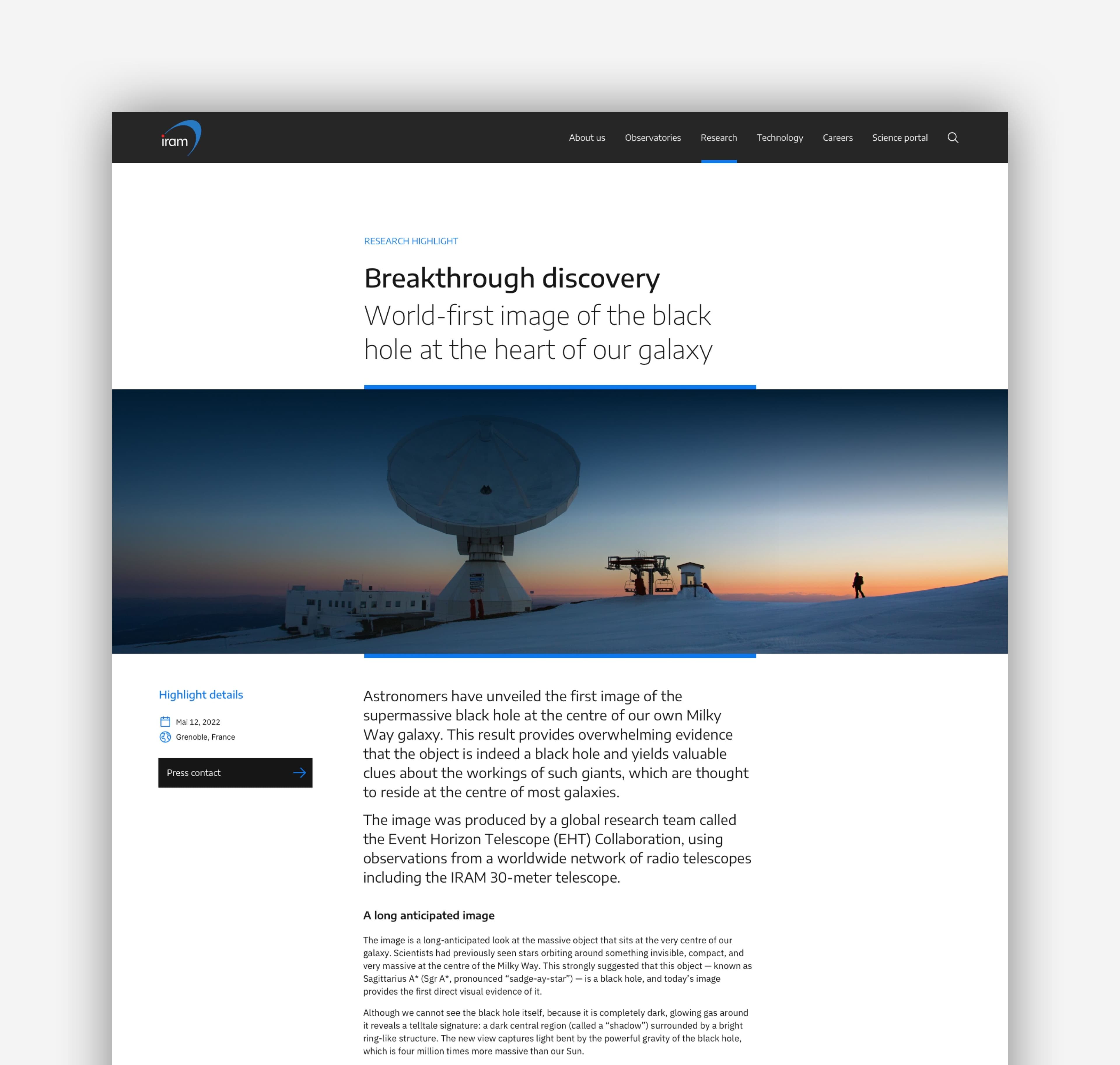 IRAM site web page blog