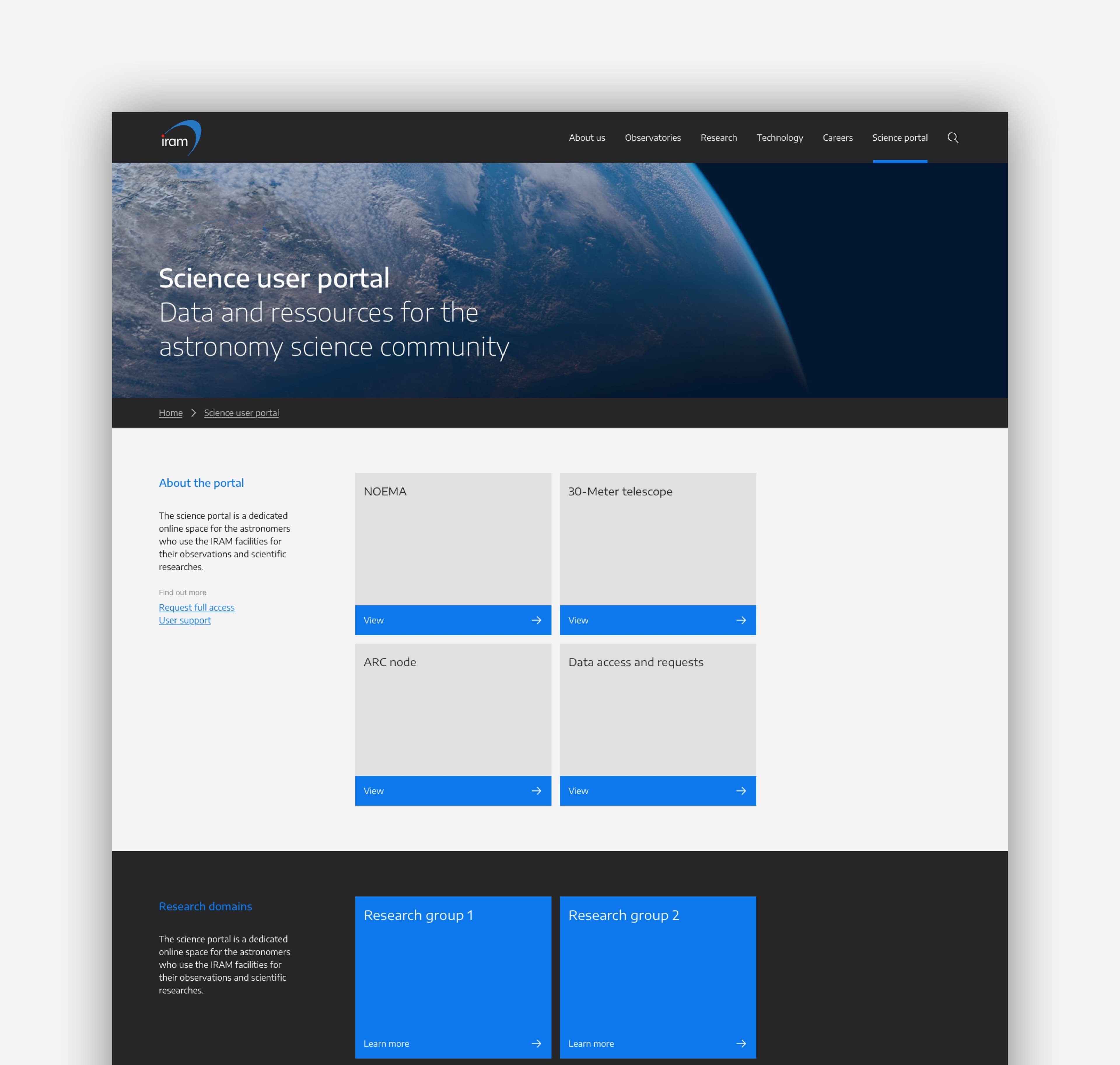 IRAM site web portail scientifique